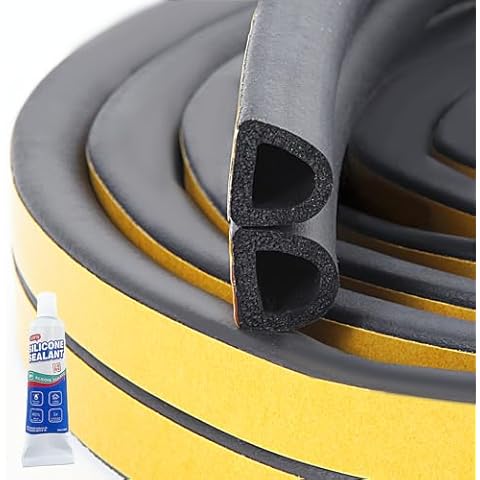 ZERITO 33 Ft Weather Stripping Seal Strip,Easy to Cut Insulation Weatherproof Doors and Windows Soundproofing Seal Strip,D-Shape Weatherstrip Seals Large Gap (from 7/20 Inch to 6/25 Inch) Cover