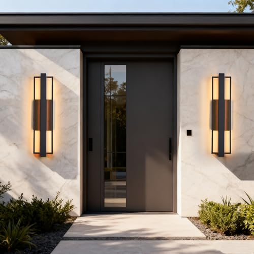 Image of Tarentlight 2 Pack 23-inch Modern Large Outdoor Waterproof LED Wall Light, Aluminum Linear Design, Rustproof & Corrosion-resistant, IP65 25W 3000K, Exterior Lights for Entrance, Hallway, Garage, Porch