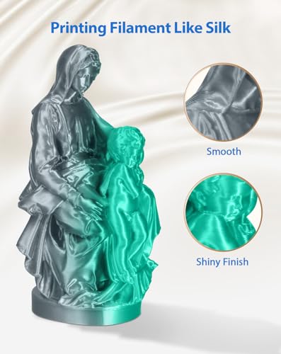 Image of DURAMIC 3D Silk Dual Color PLA Filament Shinny High Gloss Finish 1.75mm | 3D Printing Filament with Cardboard Spool,No-Tangling Neatly Wound Dimensional Accuracy 99% + /- 0.03mm 1KG Silk Grey Green