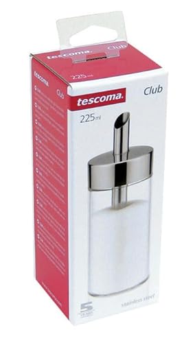 Tescoma Zuckerstreuer aus Glas, Edelstahl gebürstet, ideal für weißer/brauner Zucker, 225ml