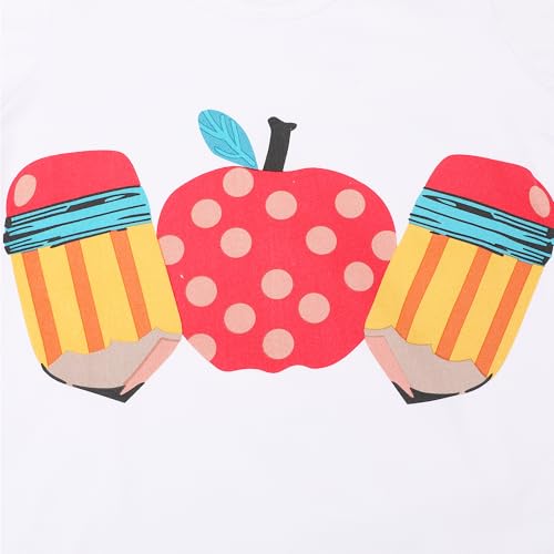 Image of Toddler Girls Back to School Pencil Outfits Set Ruffle T-Shirt Dress and Pants Outfit Set 3-8Years