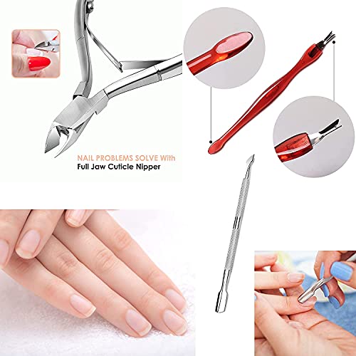 Red Square 1 Cuticle Trimmer Cuticle Nippers with 1Cuticle Pusher and Triangle Cuticle Nail Pusher Peeler Scraper,Professional Stainless Steel Anti-slip Handle Cuticle Nipper... - Image 3