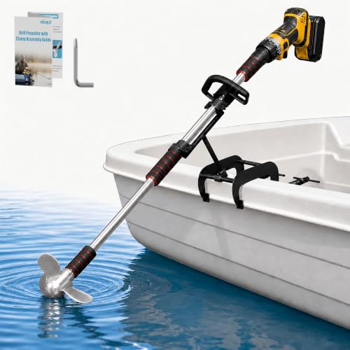 Image of Drill Propeller with Mount Kit, Handle & Installation Guide - Fits for Kayak, Canoe, Raft, Boat, Outdoors, Pontoons, Fishing Tubes, Watercraft, Dinghy, Sailboat