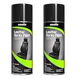 NADAMOO Leather Spray Paint Semi-Gloss Black 2 Cans - Flexible Finish Vinyl Coating for Furniture, Car Seats, Bags, Couches, Shoes, DIY, Home & Auto