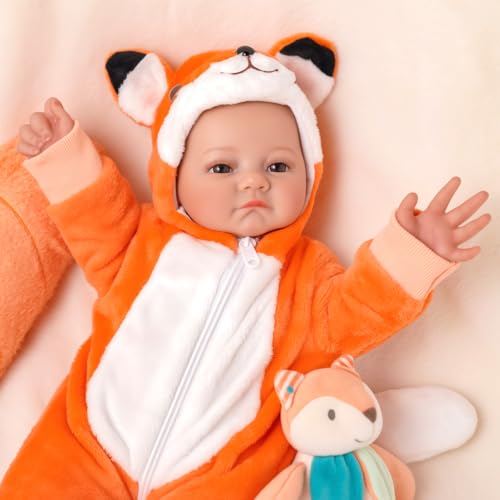 Muñeca Baby BABESIDE 38 cm cuerpo suave en disfraz de zorro miniatura 3