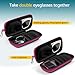 Tangoner Double Eyeglasses Case Hard Shell Dual Sunglasses Organizer with Zipper Closure Travel Eyewear Storage for Vehicle (Hot Pink)