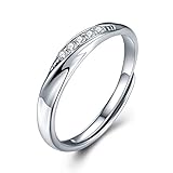 最安!純銀製指輪 リングレディース 指輪レディース キラキラ 結婚指輪 婚約指輪 フリーサイズ (ホワイト)