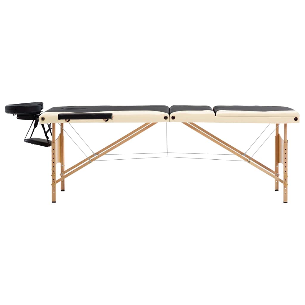 Générique Table de Massage Pliable 3 Zones Bois Noir et Beige,Santé & beauté,Hygiène personnelle,Massage & Relaxation,Tables de Massage,Noir,18.45 KG,110213