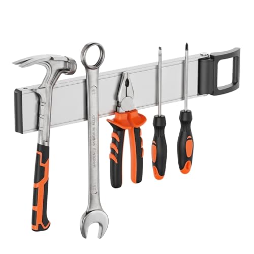 Double Sided Magnetic Tool Holder Heavy Duty,12 Inch Rust-Resistant Magnetic Tool Bar with a Quick- release Handle, Magnetic Tool Organizer Strip for Garage, Workshop, Jobsite, Shed and Kitchen