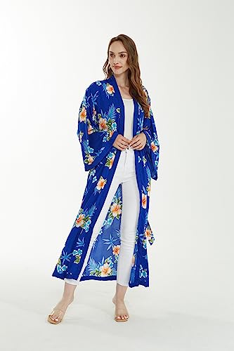 Image of Matchable Family Hawaiian Luau Men Women Girl Boy Clothes in Hibiscus Blue