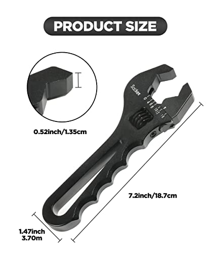 Aociska Lightweight Aluminum Adjustable Spanner Wrench,Tubing Wrench,Adjustable Range 3An-16An Hose Fitting Wrench Spanner For Vehicle Modification (Black) #TOP2