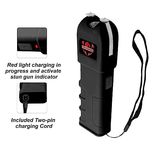 Fightsense Self-Defense Kit W/Pepper Spray & Heavy Duty Stun Gun For Men & Women,1.60 Μc Intolerable Charge,Led Flashlight,Safety Switch,Keychain Leather Pouch & Nylon Belt Holster (Black) #TOP2