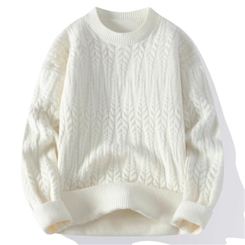 Mens Autumn Winter Knit Pullovers Solid Color Geometric O-Neck Knitted Warm Pullover Sweaters