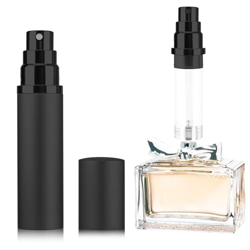 Lammcou porta profumo da viaggio, flacone atomizzatore profumo ricaricabile, mini vaporizzatore profumo portatile per il viaggio, Perfume Atomiser Mini Travel Bottle rosa (Nero, 10ml)