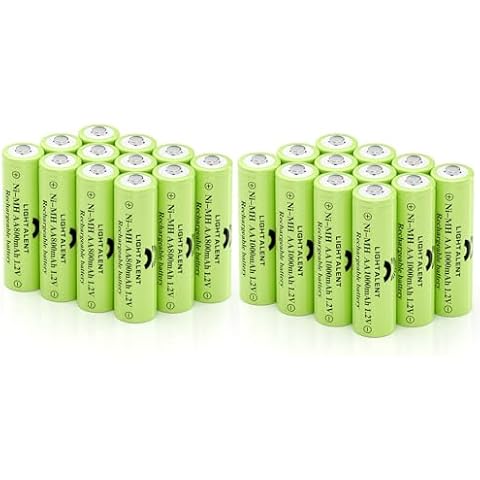 Lightalent Ni-MH AA Rechargeable Batteries, Double A High Capacity 1.2V Pre-Charged for Garden Landscaping Outdoor Solar Lights, String Lights, Pathway Lights 800mAh 12pack + 1000mAh 12pack Cover