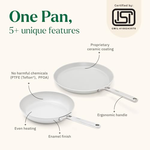 Image of Ember Cookware Arcilla Ceramic Non Stick Cookware Set of 2 | Induction Cookware | Frying Pan 24cm & Tawa 28cm | ISI Certified | Ceramic Gift Combo Set of 2 | Steel Handle | 5-Year Warranty | Grey