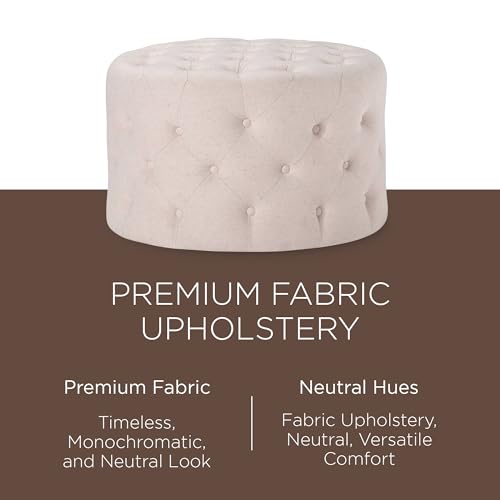 Maven-Lane-Marcy-Traditional-Large-Round-Ottoman-Cushioned-Footrest-for-Living-Room-Couch-Chair-or-Dorm-Room-in-Rustic-Cream-Fabric-Upholstery Maven Lane Marcy Traditional Large Round Ottoman Cushioned Footrest for Living Room Couch Chair or Dorm Room in Rustic Cream Fabric Upholstery