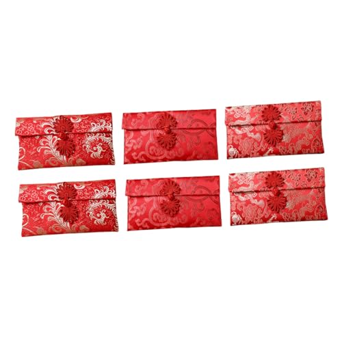 Sobres rojos de brocado para regalos de bodas y festividades con nudo tradicional chino