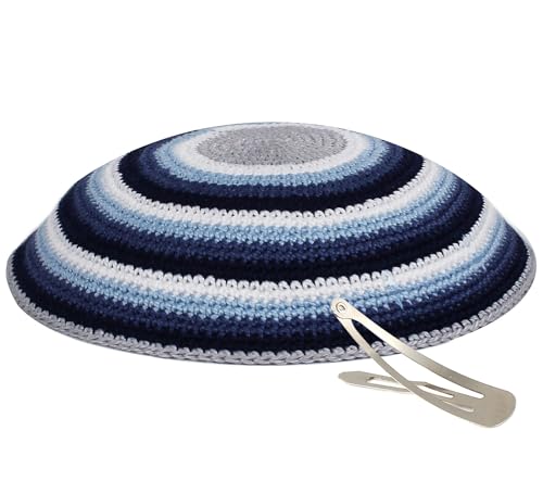 Image of Zion Judaica Quality Knit Kippahs Bulk Packs Knitted Kippot and Single Hand-Knit Kippas Kipa Clips Included