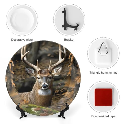 Plato decorativo Camouflage Deer Bone China 7 pulg miniatura 3