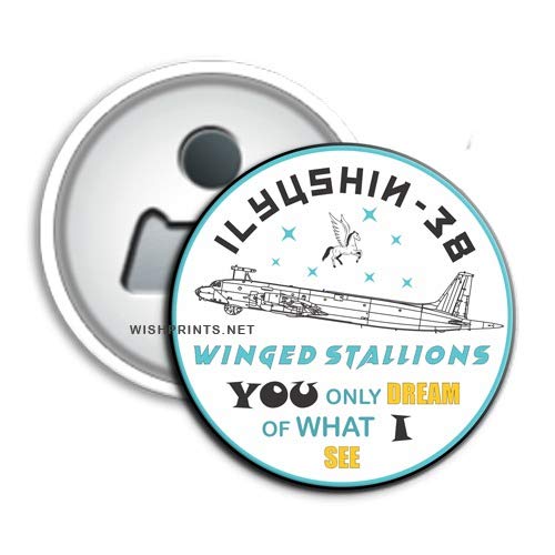 Ilushin IL 38 - Winged Stallion I See What You Can't Navy Aircraft Bottle Opener Fridge Magnet Souvenir Indian Navy Naval Aviation Aluminium 58 mm Silver Back 100+ Available