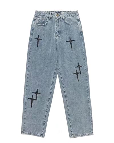 Baggy Jeans Men's Straight Leg Y2K Jeans Vintage Printed Jeans Casual Wide Leg Jeans Loose Fit Denim Hip Hop Jeans3