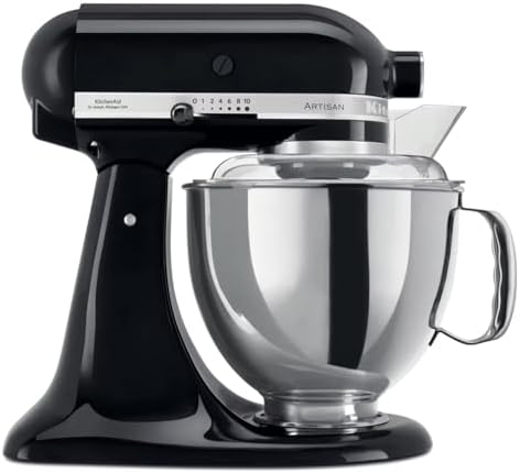 KitchenAid Küchenmaschine - Artisan - Kippbarem Food Processor - Teigknetmaschine mit 5 Zubehör - 2 Schüsseln aus Edelstahl - 4.8 L - Onyx schwarz