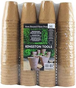 Kingston Tools 96 Pcs 6cm Round Fibre Pots Germination Pots  Peat-Free Biodegradable Wood Pulp  Ideal for Seeds, Seedlings and Cutting