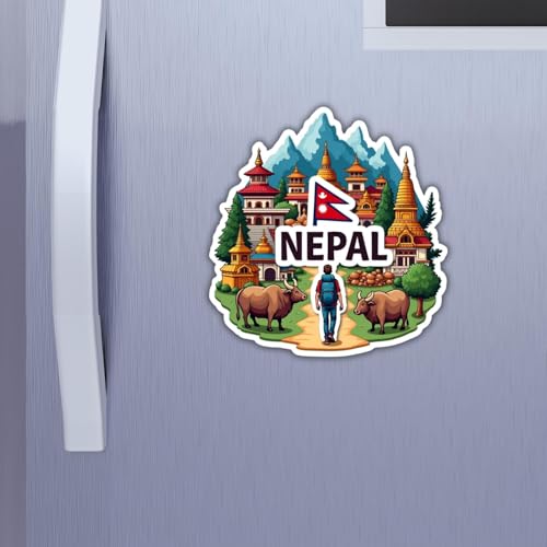 Image of Zesta Wooden Fridge Magnets Set | Refrigerator Decor Magnets for Kitchen | India Souvenir Fridge Magnet Collection | Wooden Magnet for Fridge Door Decoration (Nepal)