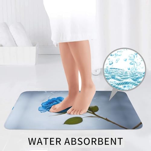 Tapis de salle de bain bleu absorbant durable 61 x 40,6 cm - 7