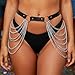 Kesvb Waist Chain Belt Black Leather Belly Chain Belt Fashion Gothic Rave Body Accessories for Women