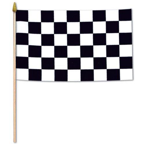 Drapeau damiers noir et blanc accessoire evenementiel Beistle 50992 pack de 12