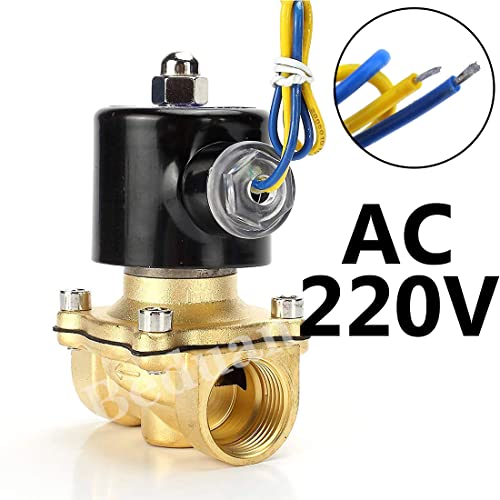 Image of Beduan Brass Electric Solenoid Valve, 1 /2 inch 220V Air Valve Normally Colsed for Water Air Gas Fuel Oil