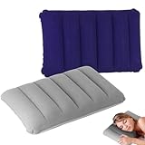 JVBAJV 2 PCS Almohada Hinchable Flocada, 43x27cm Almohada de Camping y Viaje, Ultraligera Almohada de Flocado, Almohada de Viaje Impermeable y Comprimible para Acampar/Viajar/Oficina