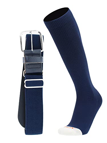 MadSportsStuff Pro Line Baseball Socks and Belt Combo (Navy, X-Large)