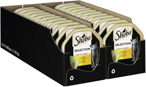 Sheba Schale Nassfutter für Katzen Selection in Sauce mit Huhn und Truthahn 2 x 11 x 85g – Ansicht 1