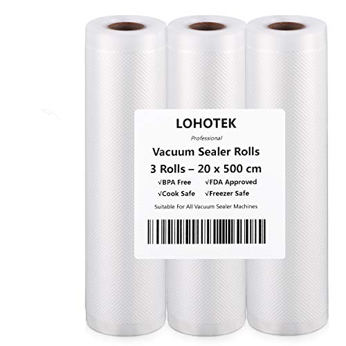 Lohotek - 3 rouleaux pour machine d’emballage sous vide (20 cm x 5 m) 20x500cm 3 Rollos Cover