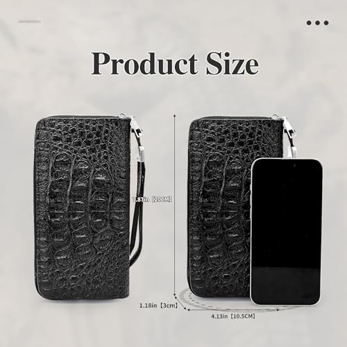 Wallet for Men, PU Leather Long Wallets, Large Capacity Clutch Wallet with Phone Pocket and Multi Card Slots (Black)2