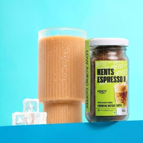 Image of Espresso X Dark Roast Instant Coffee - 50g Glass Jar | LOW ACIDIC COFFEE | 100% Arabica Coffee | Pure Chikmagalur Powder | No Sugar, No Chicory | NON FLAVOURED | Make Cafe Style Hot or Cold Coffee, black Coffeee, Cappuccino, Latte at Home | Serves 35-40 Cups