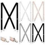 Hercicy 4 Pcs Women Thin X Suspenders 1' 1/2' Ladies Hidden Clip Suspenders for Pants Under Clothes Jeans Undergarment(Classic,1/2 Inch Wide)