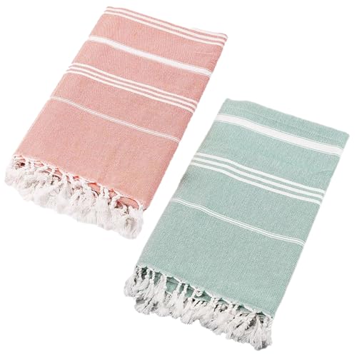 Serviette de plage turque de qualité supérieure avec glands et rayures douces - 2