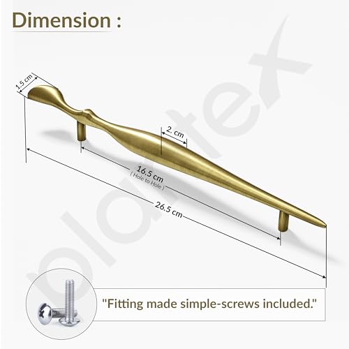 Image of Plantex Cabinet Handle /Kitchen Cabinet Door Handle /Wardrobe /160 mm Cupboard Handle /Door Pull-Push Handle for Home /Office - Pack of 2 (Brass Antique)