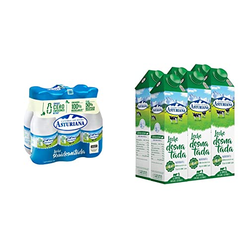Central Lechera Asturiana Leche Semidesnatada, 6 x 1,5L & Leche Desnatada, 6 x 1L