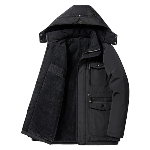 Veste de randonnée à capuche pour hommes doublée sherpa et isolée en polaire