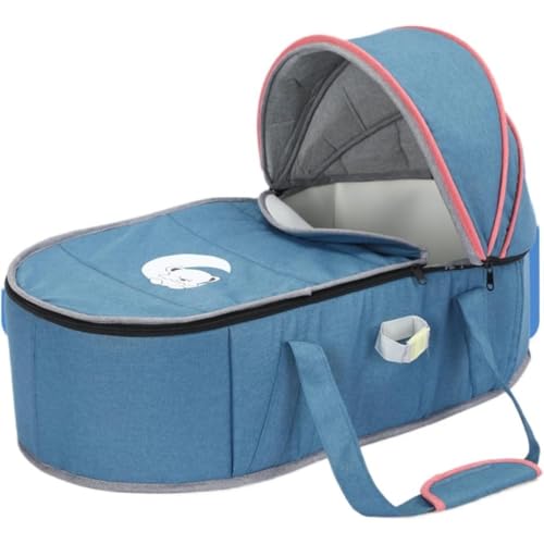 KQQK折りたたみ式ベビー用暖房扇風機新生児用ポータブルベビートラベルベッド0~12ヶ月屋内外 (ブルー)