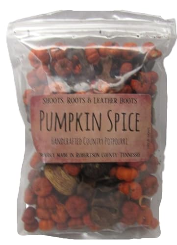Shoots Roots & Leather Boots Pumpkin Spice Potpourri Bowl Filler 2 Cup Bag Rustic Botanical Blend with Orange Putka Pods & Fall Accents Handmade in Tennessee