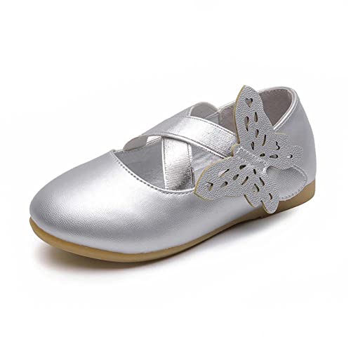 Bailarinas Niña Zapatos Princesa Niña Zapatos de Baile Fiesta para Niña Zapatos de Vestir de Boda Plateado,22 EU/Etiqueta 23 Cover
