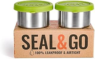 Elephant Box Seal & Go 100ml Snack Pots (Set of 2) | Stainless Steel Leakproof Food Containers With Silicone Lids, Eco Friendly & Plastic Free