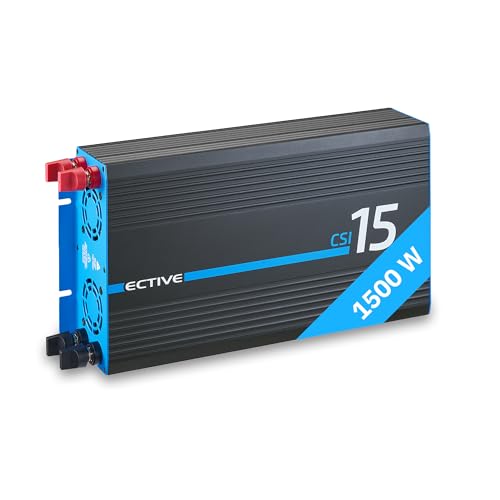 ECTIVE - Wechselrichter 12V auf 230V CSI 15-1500W Reine Sinuswelle - Offgrid-Spannungswandler DC/AC Strom mit USB, Überlast- & Überhitzungsschutz, NSV & USV Funktion und Batterieladefunktion bis 15A