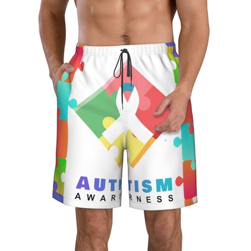 Generic Men's Beach Shorts Drawstring Quick Dry Running Shorts Comfortable Loose Gym Shorts Swimsuit Pants with Pockets2